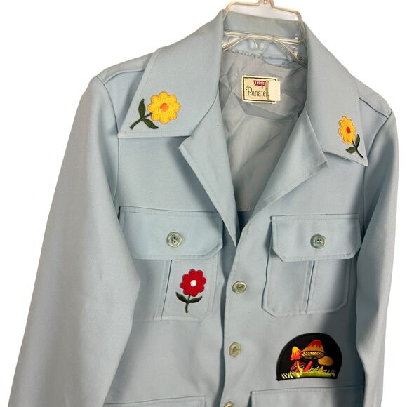 Levi's Vintage 70s Pastel Blue Patch Long Sleeve Blazer M/L - Picture 3 of 5